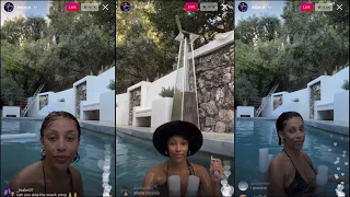 Doja Cat | chilling in the pool | Instagram Live (Feb 22, 2022)