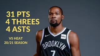 Kevin Durant 31 Pts 4 Threes 4 Rebs 4 Asts Highlights vs Miami Heat | NBA 20/21 Seaso6