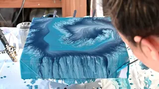 (807) HOW TO paint with SPLIT CUP ~ Acrylic pouring technique ~ Fluid art painting ~ Modern art