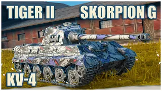 Tiger II, KV-4 & Skorpion G • WoT Blitz Gameplay