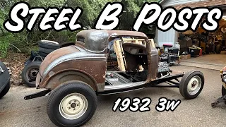 Fixing The Body On The 1932 3w Coupe Part 6 More B Pillars and Cowl Patch