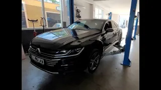 VW ARTEON 2.0 TSI, ŚWIEŻY SAMOCHÓD - SPORO USTEREK, DUŻE  WYCIEKI PŁYNU; WYMIANA FILTRA KABINOWEGO