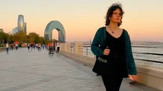 Bakı, Dənizkənarı bulvarda Piyada Gəzinti Turu (Oktyabr 2022) Baku, Azerbaijan | Walking tour -4k-