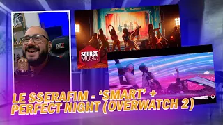 LE SSERAFIM - 'Smart' + 'Perfect Night' OFFICIAL M/V with OVERWATCH 2 #reaction #react