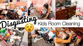 KIDS EXTREMELY DISGUSTING ROOM DEEP CLEAN! SPEED CLEANING MOTIVATION. DECLUTTER & ORGANIZE