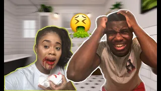 Throwing Up BLOOD Prank On Husband *HE CALLS THE COPS!*