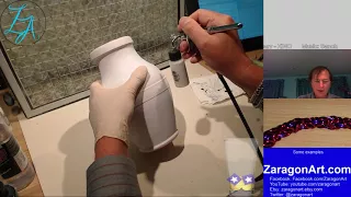 Airbrush base coating Greek style vases for later - Originally twitch broadcast 17 October 2017