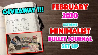 February 2020 Bullet Journal Set Up | MINIMALIST | Plan With Me (GIVEAWAY)