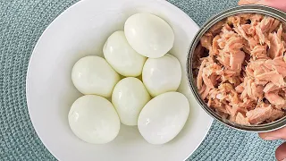 Just eggs and tuna. I make this recipe in 2 minutes!