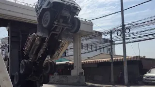 Semi Truck Stuck Under A Bridge || ViralHog