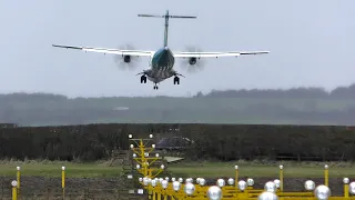 GO AROUND & Crosswind Landings at Newcastle Airport (4K) 31st Jan 2024