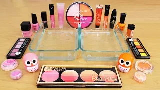 Mixing Makeup Eyeshadow Into Slime! Pink vs Orange Special Series Part 38 Satisfying Slime Video