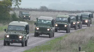 Many Army Land Rovers in convoy and off-road 🇬🇧 🪖