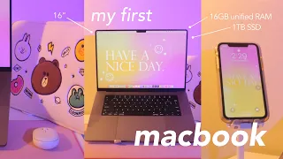 MacBook Pro Unboxing (16” space gray) ASMR unboxing + accessories 🪴💻