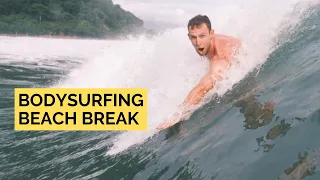 Bodysurfing fun waves at a local beach break | SloMo