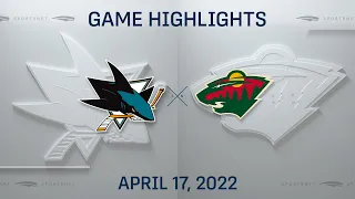 NHL Highlights | Wild vs. Sharks - Apr. 17, 2022