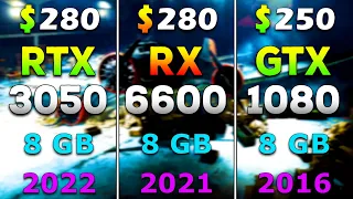 RTX 3050 8GB vs RX 6600 8GB vs GTX 1080 8GB | PC Gaming Tested