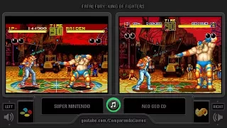 Dual Longplay [43] Fatal Fury: King of Fighters (SNES vs Neo Geo CD) Side by Side Comparison