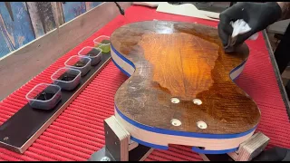 Making Guitar / Applying sealer, Sanding, Staining  Part5