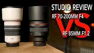 Review: Is the Canon EOS RF 70-200mm f4 or RF 85mm f1.2 a better choice for R5 studio photographers?