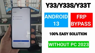 Vivo Y33/Y33s/Y33t Frp Bypass | Android 13 | New Method | Without Pc 2023