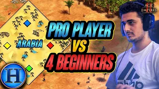 Professional Player vs 4 Beginners ON ARABIA | AoE2