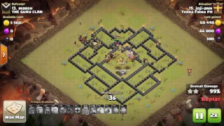 HGHB (Hog Giant Healer Bowler) attack with low level heroes TH9