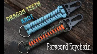 HOW TO MAKE DRAGON TEETH KNOT PARACORD KEYCHAIN  WITH CARABINER / SNAPHOOK , EASY PARACORD TUTORIAL.