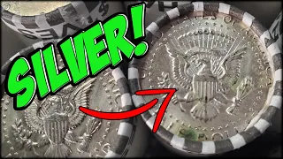 FINALLY A GOOD BOX! (COIN ROLL HUNTING HALF DOLLARS FOR SILVER!)