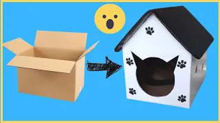 CASINHA DE GATO Feita De PAPELÃO Simples de Fazer