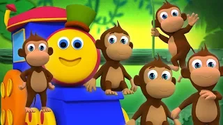 качать поезд | пять маленьких обезьян | детская песня | Bob Train Five Little Monkeys | Baby Song