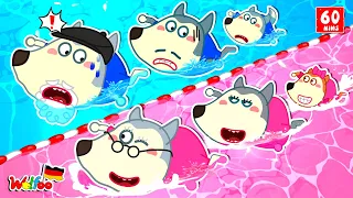 Wolfoo Geschichte🐺Pink vs Blue Challenge in einem Schwimmrennen – Lustige Spielzeit @WolfooDeutsch
