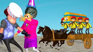 Nick Troll the Birthday Party Miss T - Scary Teacher 3D Coffin Dance Compilation Version Horse Cart