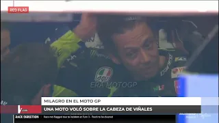 Milagro en Moto GP: Rossi y Viñales esquivan las motos