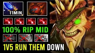 How to 1v5 Run Down Mid 11Min Scepter Max Quill Spray Hit Like a Truck Bristleback Dota 2