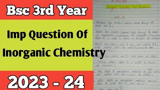 Imp Questions of Inorganic Chemistry for Bsc 3rd Year