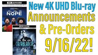 New 4K UHD Blu-ray Announcements & Pre-Orders for 9/16/22!