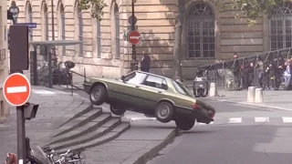 Tom Cruise performs a Car stunt on set of Mission Impossible 6 in Paris