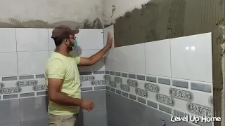 Bathroom Tiles installation | Construction Tiles Works | Bathroom floor & wall tiles Working |