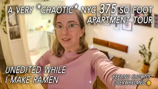 Unedited & *chaotic* 375 sq ft NYC apartment tour... we are in a RAW state