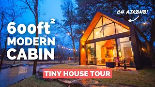 INCREDIBLE 600-sqft Modern Cabin Airbnb! | Small House Tour