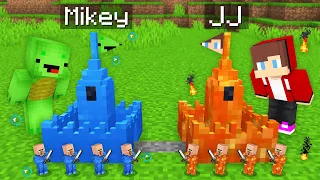 Mikey WATER vs JJ LAVA Tiny Castle Battle in Minecraft (Maizen)