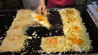 Okonomiyaki - Street Food in Osaka, Japan