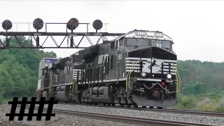 Worker Changes PRR Signal's Lightbulb & Norfolk Southern Trains at Tipton, PA PT 225