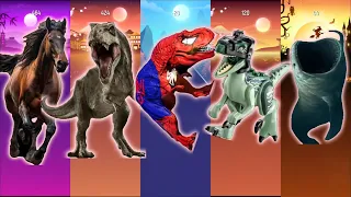 the horse vs wild t-rex vs t-rex spiderman vs lego jurassic world vs bloom