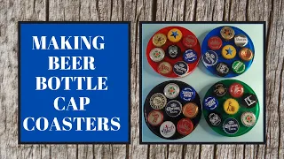 HOW TO MAKE BEER BOTTLE CAP COASTERS. EPOXY RESIN. DIY COASTERS.