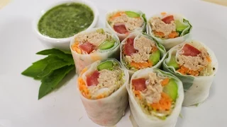 Fresh Tuna Spring Roll Recipe ก๋วยเตี๋ยวลุยสวน - Hot Thai Kitchen