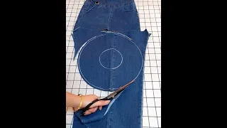 Unworn jeans are cut into denim skirts