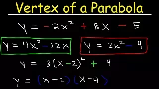 How To Find The Vertex of a Parabola - Standard Form, Factored & Vertex Form