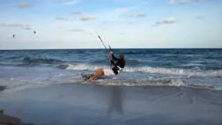 How to land and lauch your kiteboard at a beach part 1